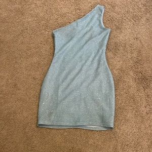 BLUE SPARKLY super down dress from revolve!!